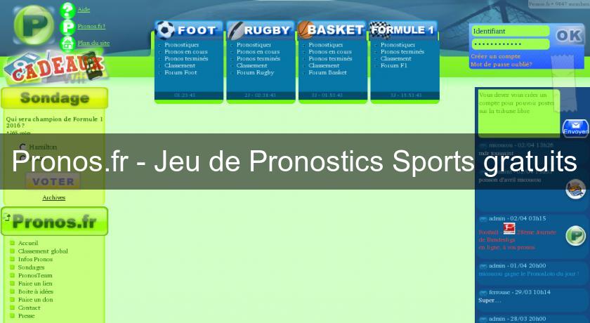 Pronos.fr - Jeu de Pronostics Sports gratuits Pronos.fr - Jeu de Pronostics Sports gratuits