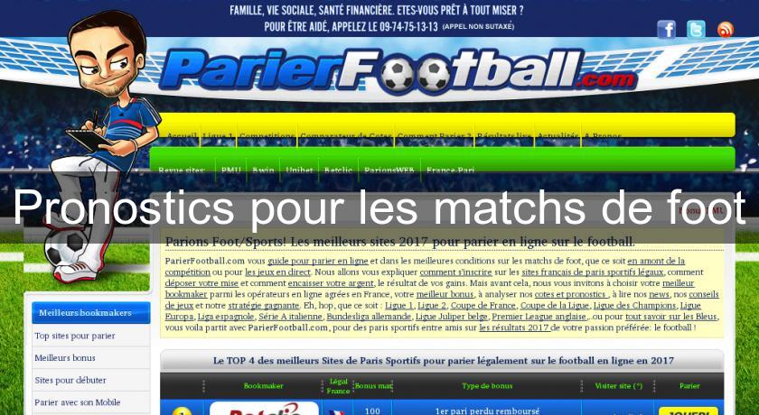 Pronostics pour les matchs de foot Pronostics pour les matchs de foot