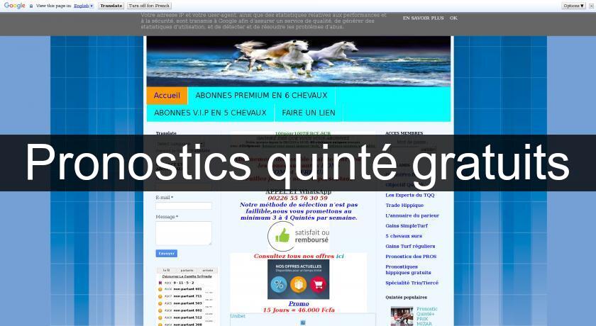 Pronostics quinté gratuits Pronostics quinté gratuits