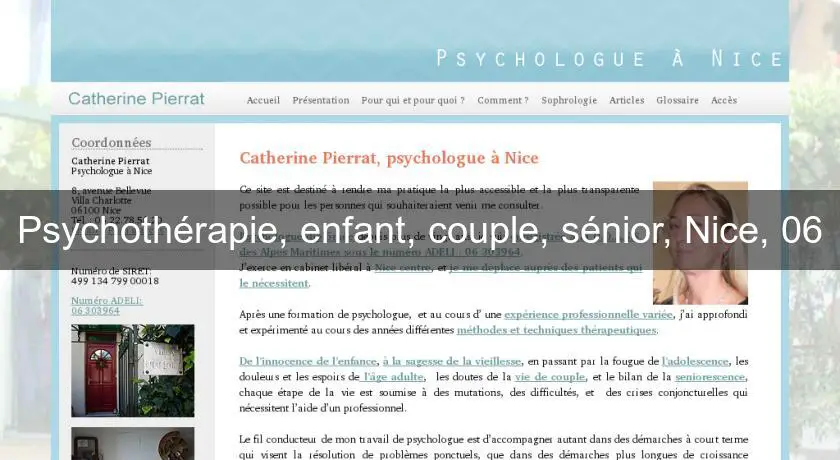 Psychothérapie, enfant, couple, sénior, Nice, 06