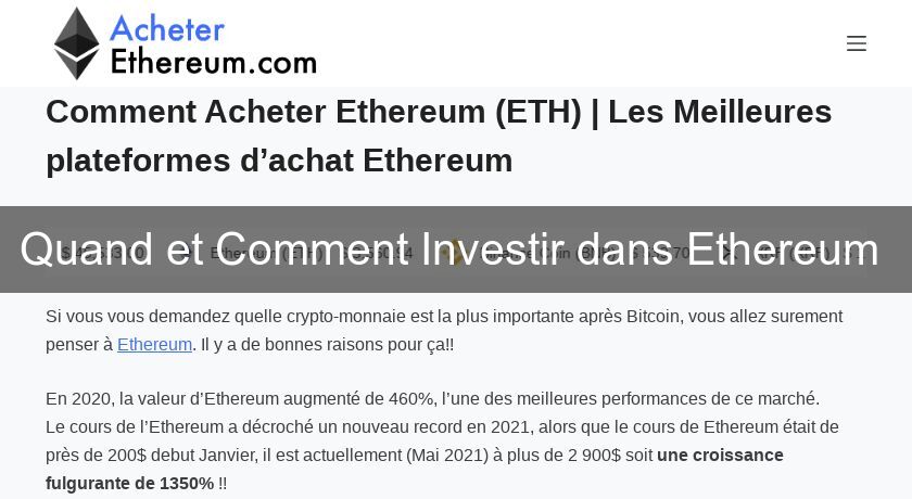 Quand et Comment Investir dans Ethereum 