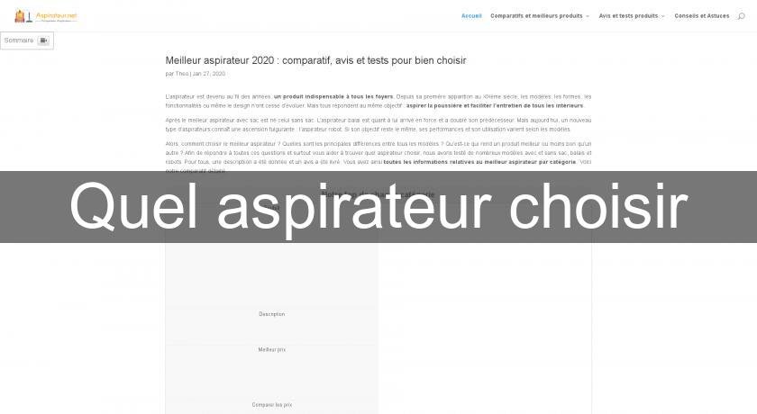 Quel aspirateur choisir Quel aspirateur choisir