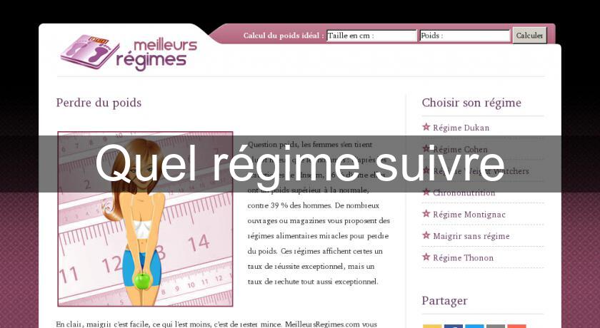 Quel régime suivre Quel régime suivre