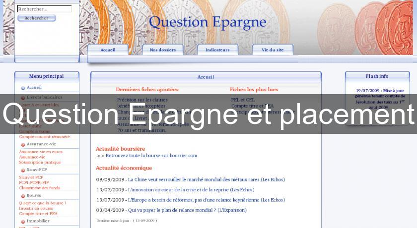 Question Epargne et placement