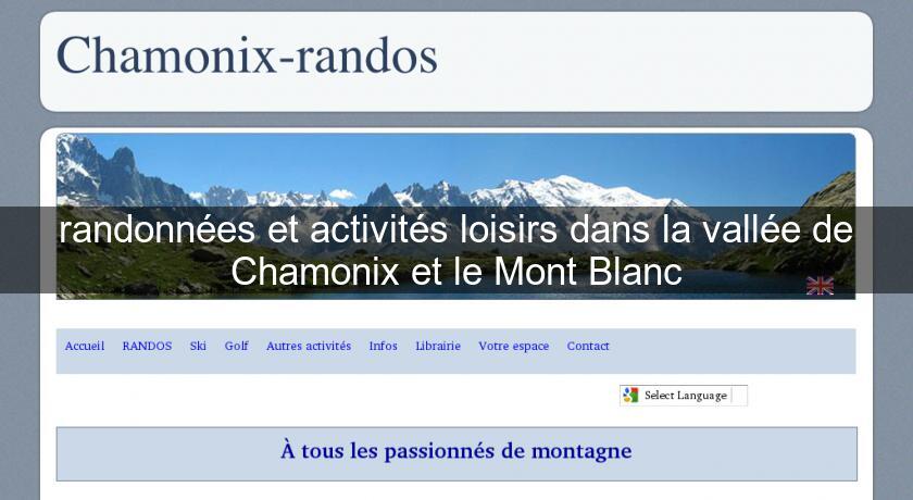 randonnées et activités loisirs dans la vallée de Chamonix et le Mont Blanc