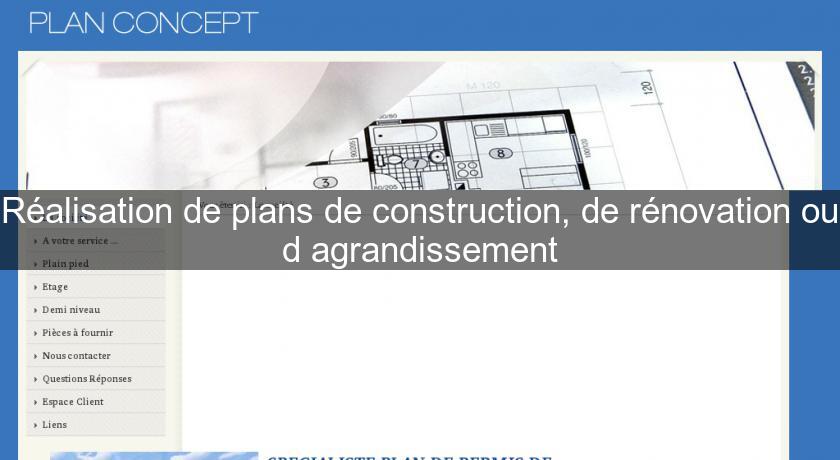 Réalisation de plans de construction, de rénovation ou d'agrandissement