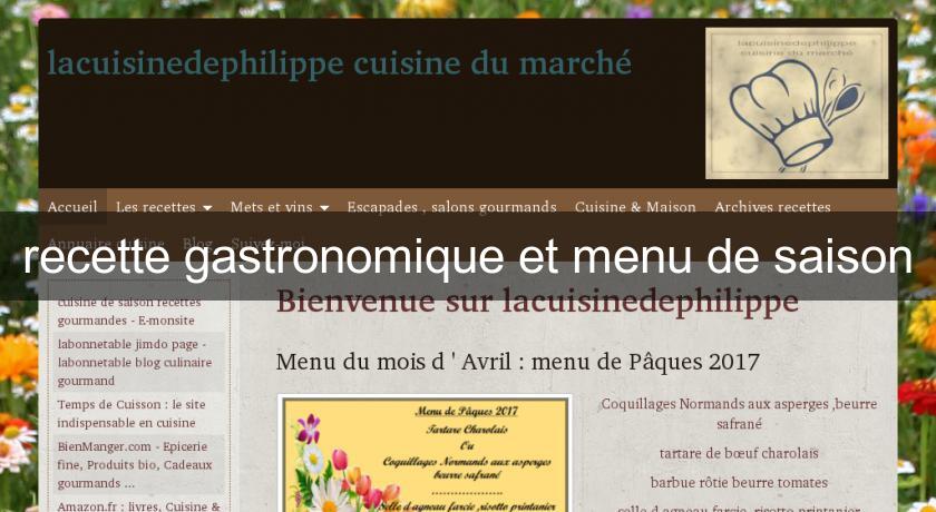 recette gastronomique et menu de saison