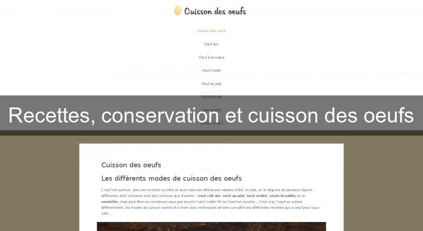 Recettes, conservation et cuisson des oeufs