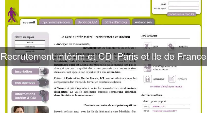 Recrutement intérim et CDI Paris et Ile de France