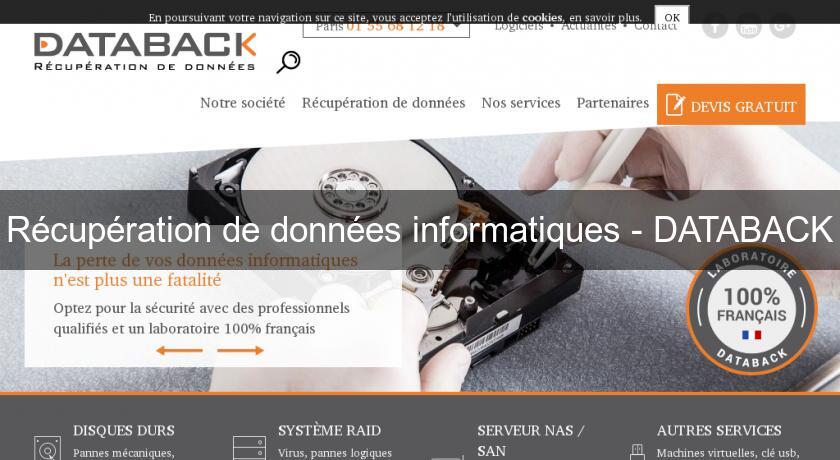 Récupération de données informatiques - DATABACK Récupération de données informatiques - DATABACK