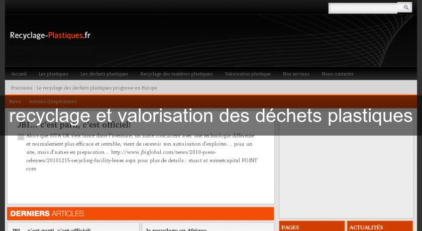 recyclage et valorisation des déchets plastiques recyclage et valorisation des déchets plastiques