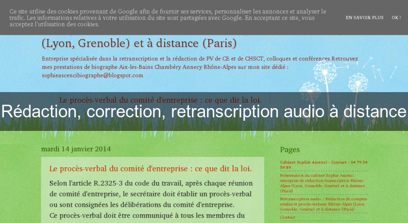 Rédaction, correction, retranscription audio à distance Rédaction, correction, retranscription audio à distance