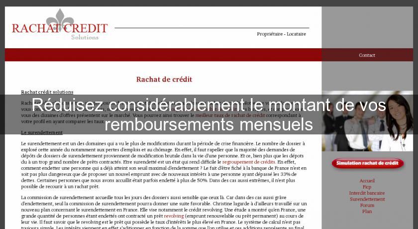 Réduisez considérablement le montant de vos remboursements mensuels Réduisez considérablement le montant de vos remboursements mensuels