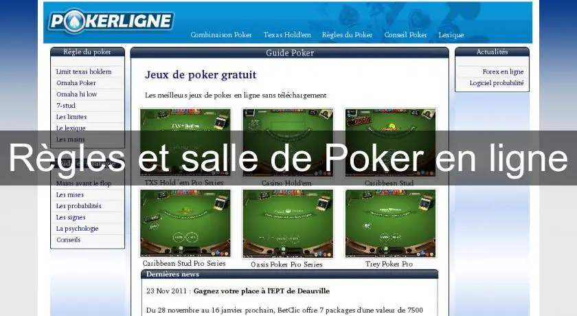 Règles et salle de Poker en ligne