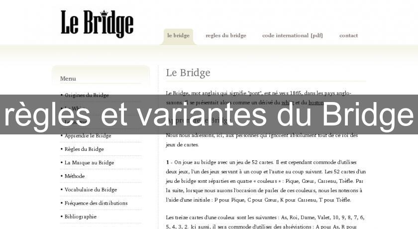 règles et variantes du Bridge