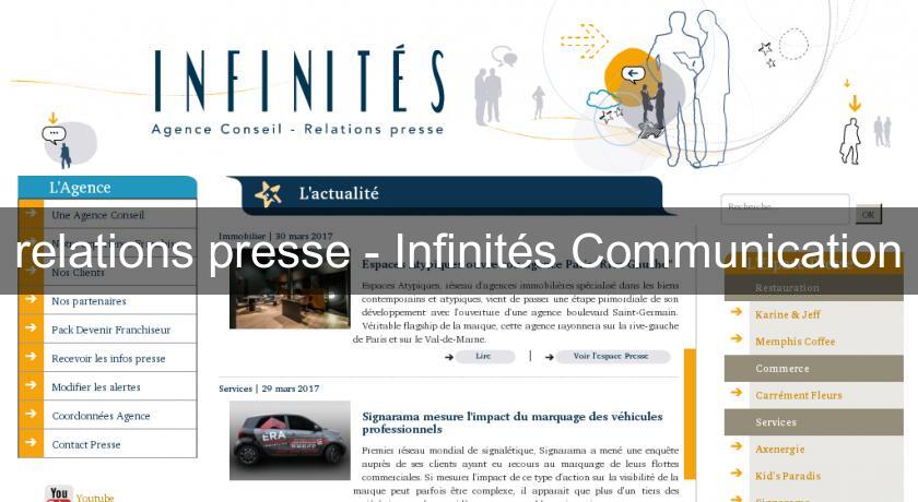 relations presse - Infinités Communication relations presse - Infinités Communication
