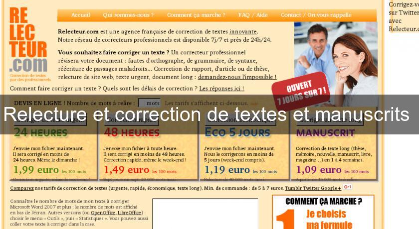 Relecture et correction de textes et manuscrits Relecture et correction de textes et manuscrits