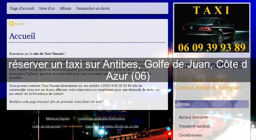 réserver un taxi sur Antibes, Golfe de Juan, Côte d'Azur (06)