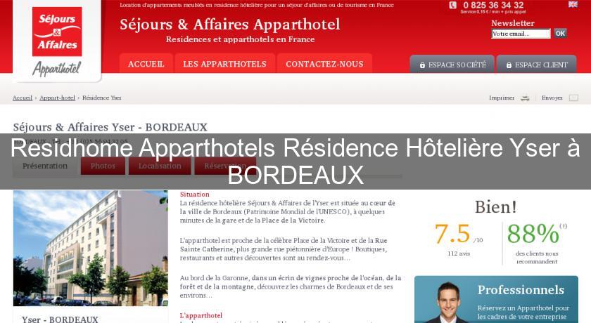 Residhome Apparthotels Résidence Hôtelière Yser à BORDEAUX Residhome Apparthotels Résidence Hôtelière Yser à BORDEAUX