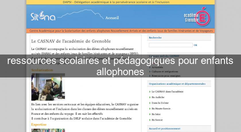 ressources scolaires et pédagogiques pour enfants allophones