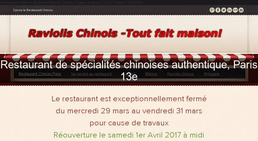 Restaurant de spécialités chinoises authentique, Paris 13e