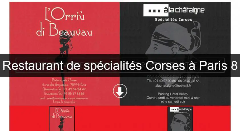 Restaurant de spécialités Corses à Paris 8