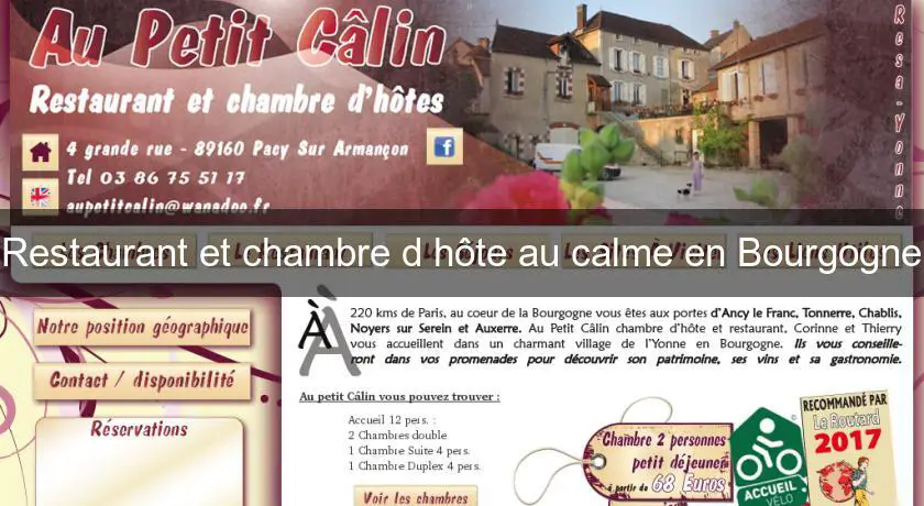 Restaurant et chambre d'hôte au calme en Bourgogne