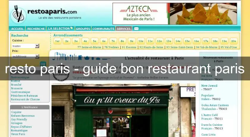 resto paris - guide bon restaurant paris