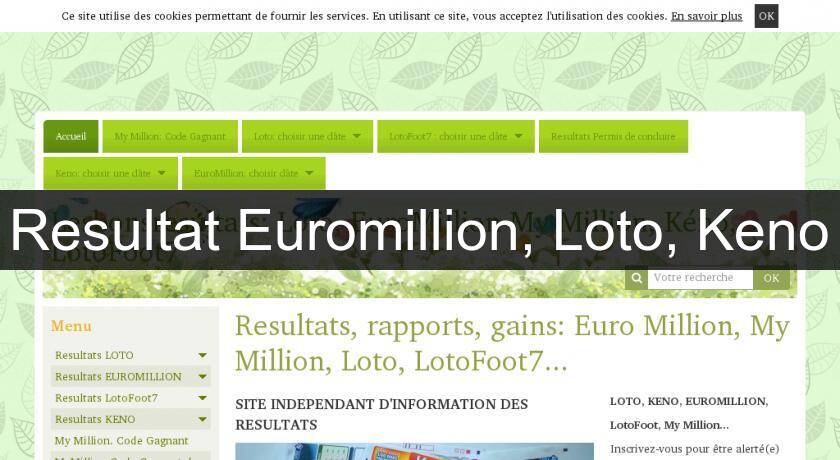 Resultat Euromillion, Loto, Keno Resultat Euromillion, Loto, Keno