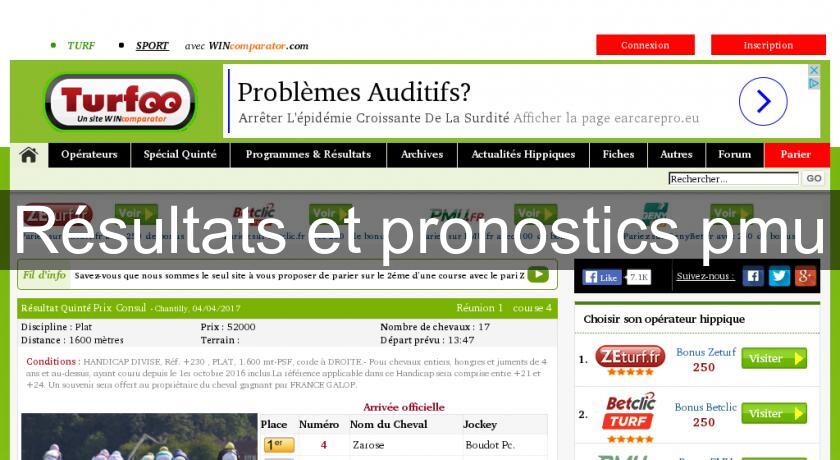 Résultats et pronostics pmu Résultats et pronostics pmu