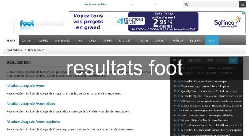 resultats foot
