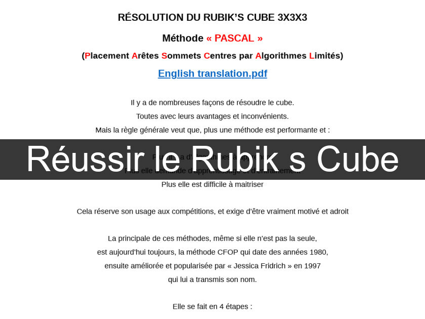 Réussir le Rubik's Cube Réussir le Rubik's Cube