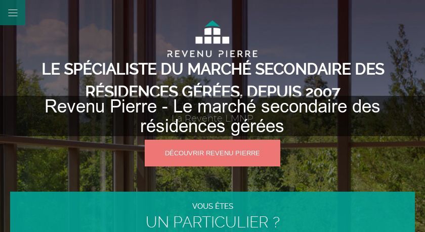 Revenu Pierre - Le marché secondaire des résidences gérées Revenu Pierre - Le marché secondaire des résidences gérées
