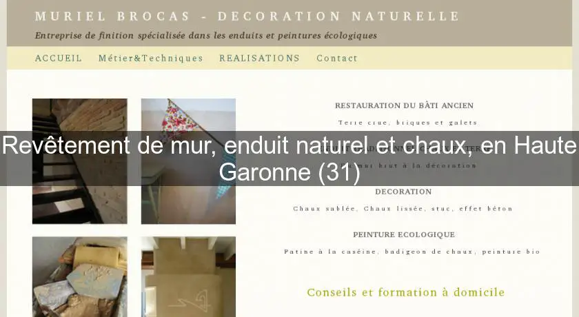 Revêtement de mur, enduit naturel et chaux, en Haute Garonne (31)