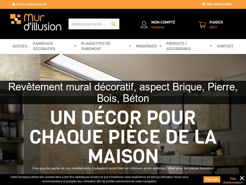 Revêtement mural décoratif, aspect Brique, Pierre, Bois, Béton Revêtement mural décoratif, aspect Brique, Pierre, Bois, Béton