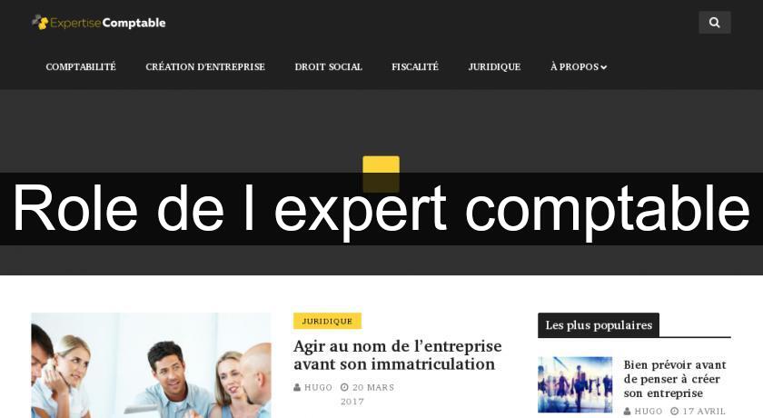 Role de l'expert comptable Role de l'expert comptable