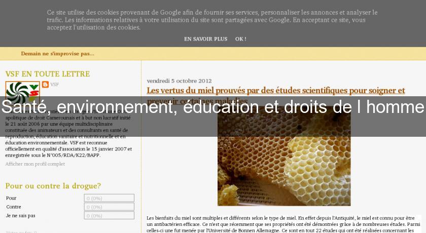 Santé, environnement, éducation et droits de l'homme Santé, environnement, éducation et droits de l'homme