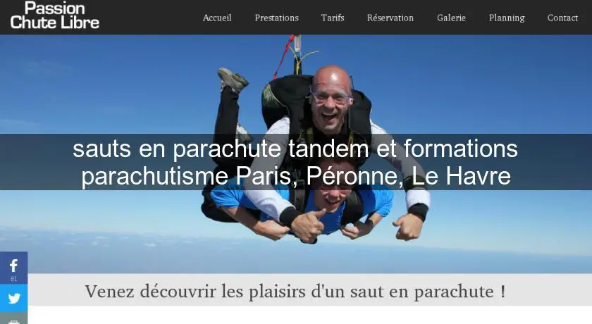 sauts en parachute tandem et formations parachutisme Paris, Péronne, Le Havre