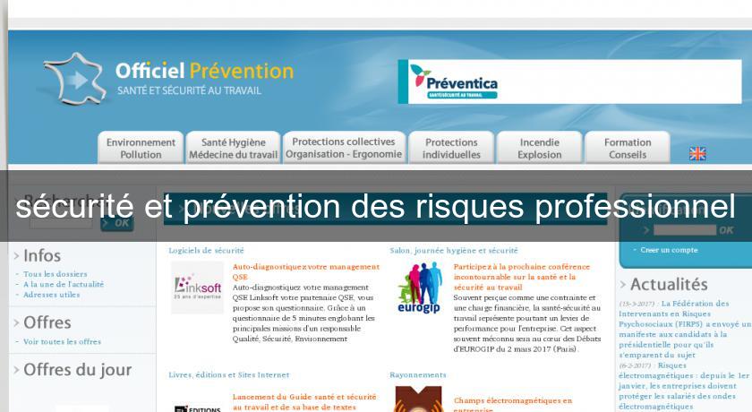 sécurité et prévention des risques professionnel sécurité et prévention des risques professionnel