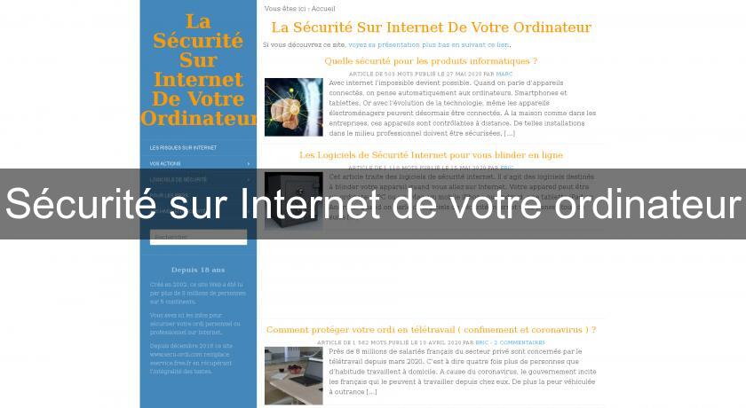 Sécurité sur Internet de votre ordinateur Sécurité sur Internet de votre ordinateur