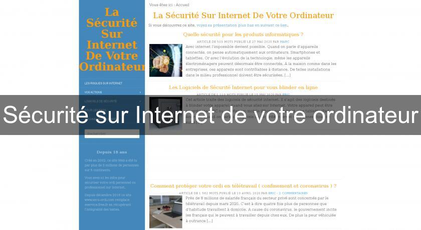 Sécurité sur Internet de votre ordinateur