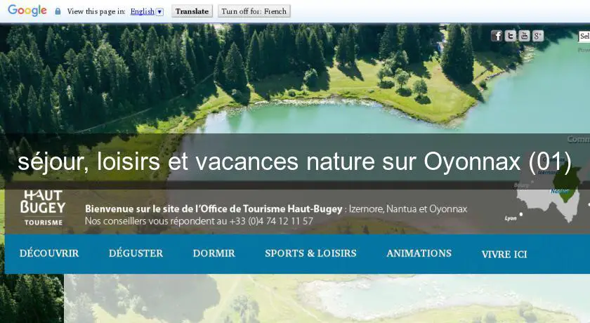 séjour, loisirs et vacances nature sur Oyonnax (01)