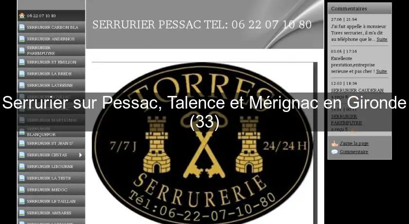 Serrurier sur Pessac, Talence et Mérignac en Gironde (33)