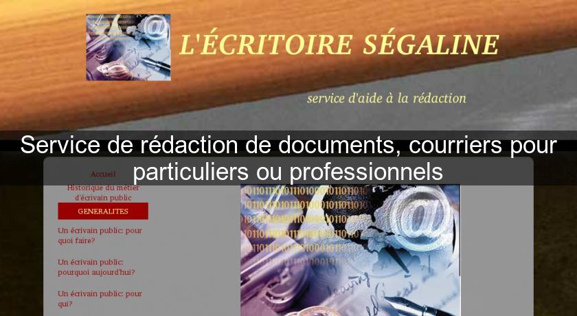 Service de rédaction de documents, courriers pour particuliers ou professionnels