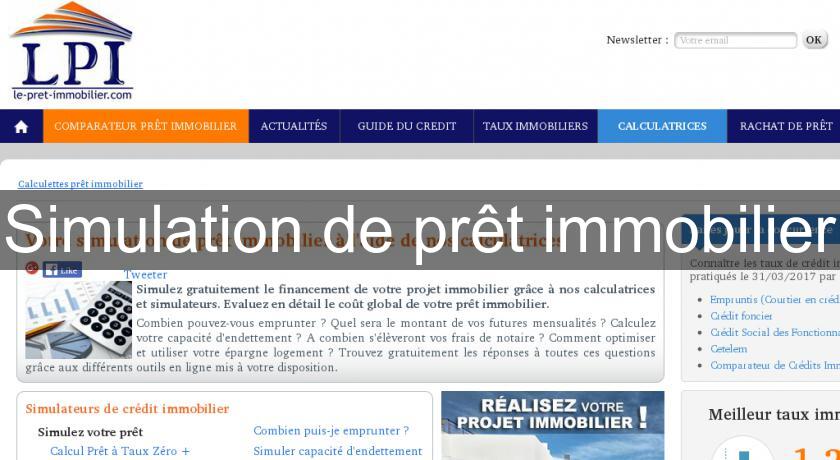 Simulation de prêt immobilier Simulation de prêt immobilier