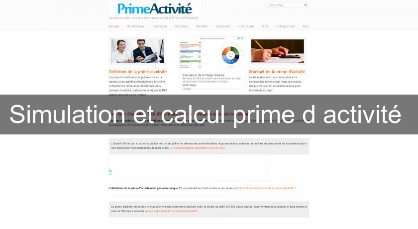 Simulation et calcul prime d'activité Simulation et calcul prime d'activité