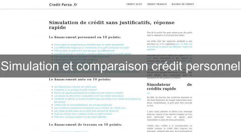 Simulation et comparaison crédit personnel