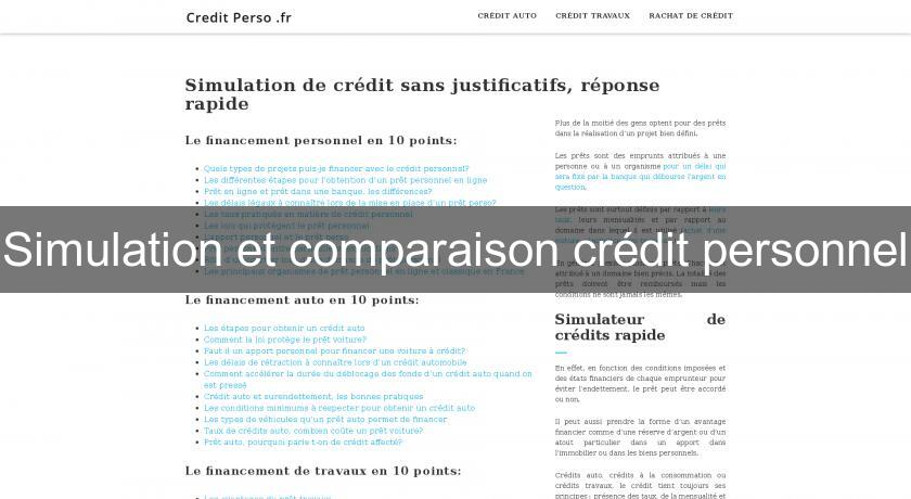 Simulation et comparaison crédit personnel Simulation et comparaison crédit personnel