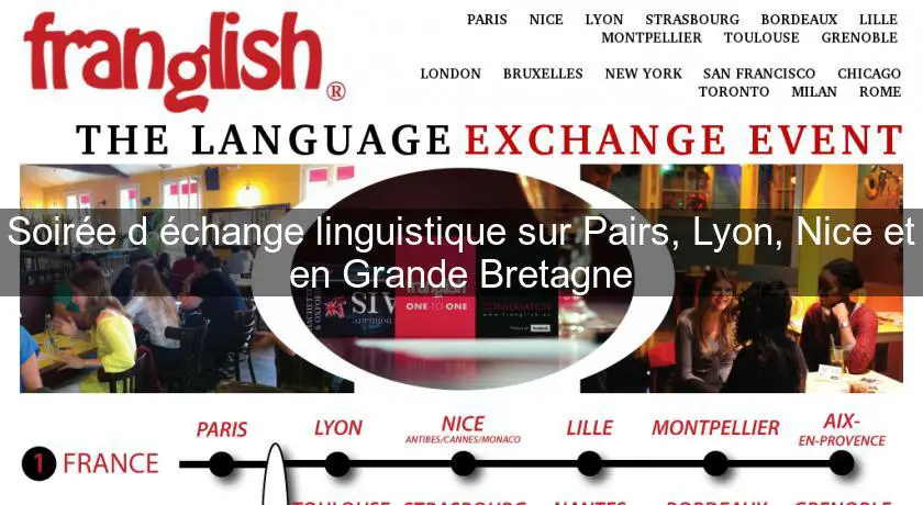 Soirée d'échange linguistique sur Pairs, Lyon, Nice et en Grande Bretagne