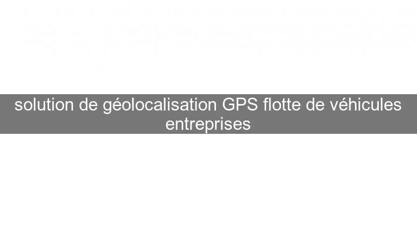 solution de géolocalisation GPS flotte de véhicules entreprises